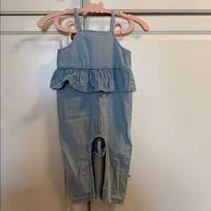 Molo Light Denim Ruffle Romper Overalls